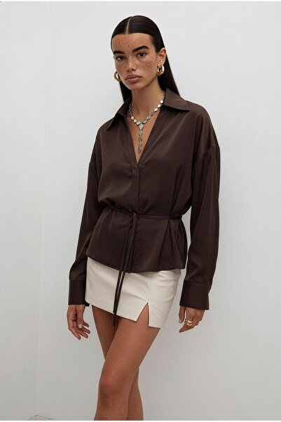 Lady Pixie Satin Shirt with Binding Detail