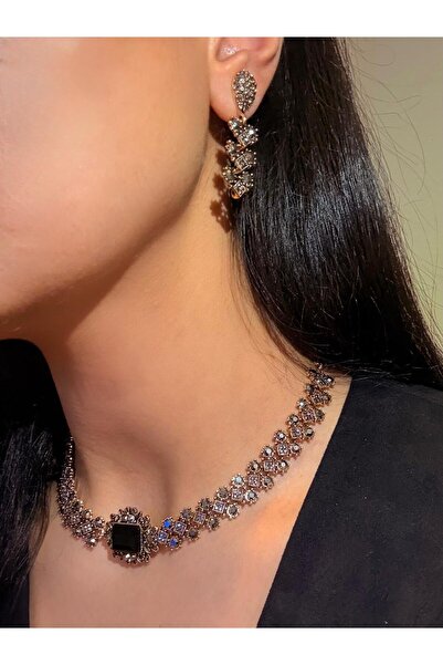 Ceso Accesories طقم مجوهرات أنيق من الحجر الأسود بمظهر عتيق