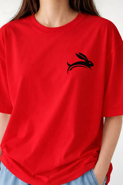 ArtYus Bouncing Bunny Printed Cotton Relaxed Fit Round Neck Unisex T-Shirt