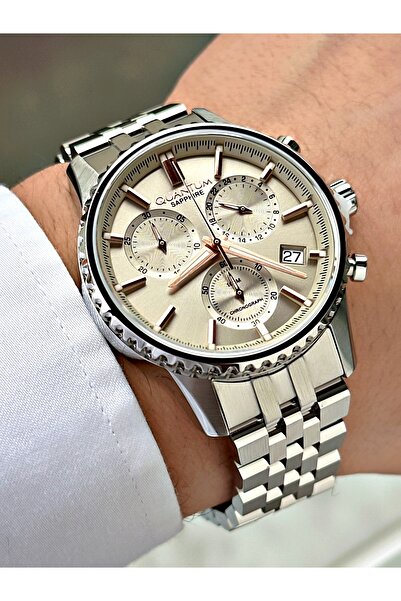 Quantum Functional Silver Color Sapphire Glass Steel Band Steel Case Men's Wr...