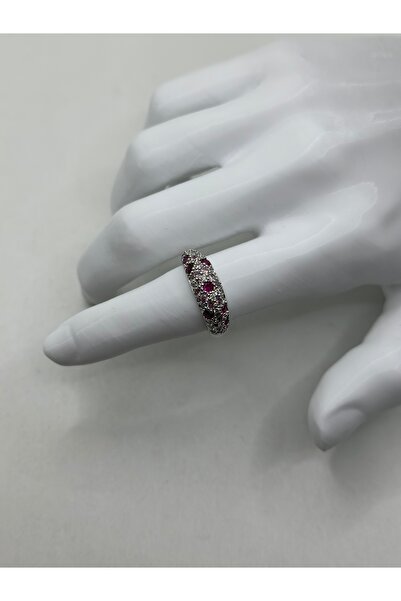 lysiaaccessory Silver Ruby Zircon Stone Detailed Steel Ring