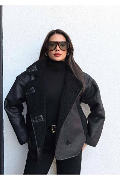 Hollyhocks Textured Suede Plush Inside O Oversized Jacket