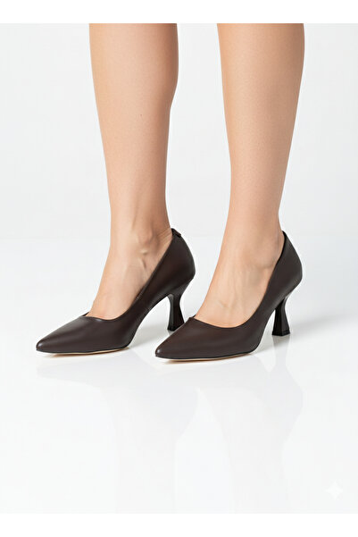Tamdabu Ayakkabı Brown Short Heeled Women's Stiletto Shoes