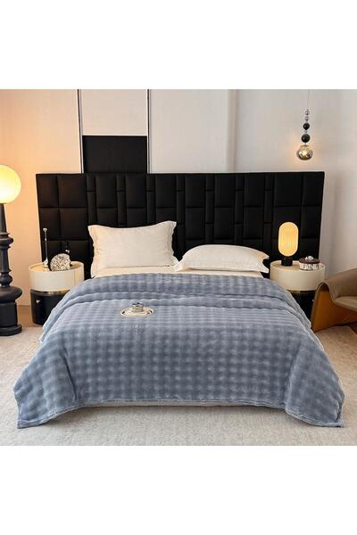 Truva Home Fluffy Blanket Double Bed 200x230 cm – Faux Rabbit Fur, Ultra Soft