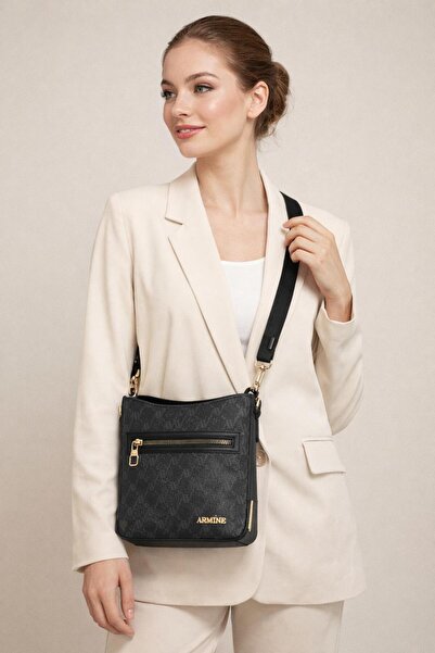 Armine Women's Dotted Hand and Shoulder Bag 423 Black