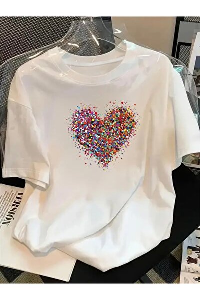 FUFLUNS TRIOC DE MĂRIME MARE CU GÂRĂ BICICLETA CU IMPRIMARE CU INIMĂ COLORATĂ