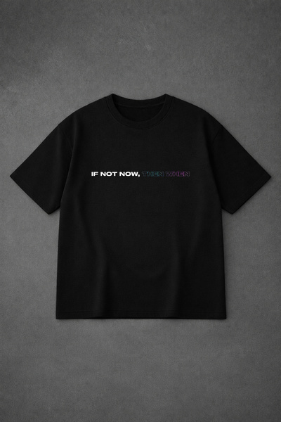 LORVEX Μπλουζάκι Oversize Unisex 100% Βαμβάκι Άνετη Εφαρμογή THEN WHEN Με στάμπα