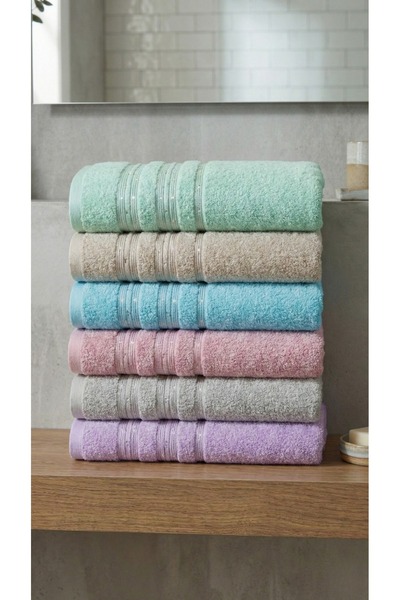 NGR HOME Pastel Colors 50X85 100% Cotton 6-Piece Bath Towel Set