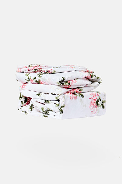 Catherine Malandrino Queen 4 Pcs Floral Print Flat And Fitted Sheets Set, White