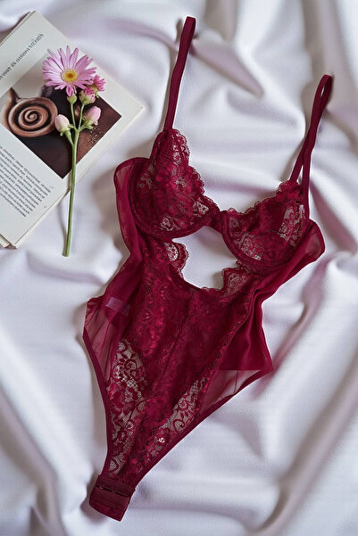 Fanwet Women's Lace Fancy Thong Underwear Bodysuit