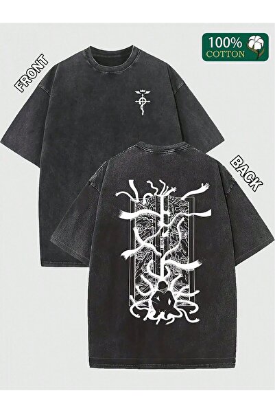 LAYORA Унисекс винтидж тениска с къс ръкав и графичен принт с дизайн на врата...