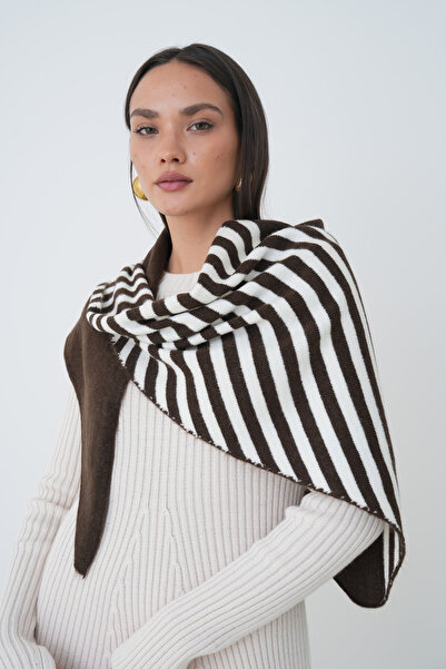 MG OTANTİK Women's Striped Triangle Shawl Scarf – Shoulder Shawl with Soft Te...