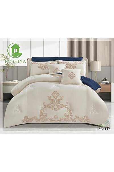 ROSHNA King size summer double bed sheet set, full filling, 8 pieces, comfort...