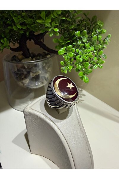 simagümüş AY YILDIZ MİNELİ ERKEK YÜZÜK