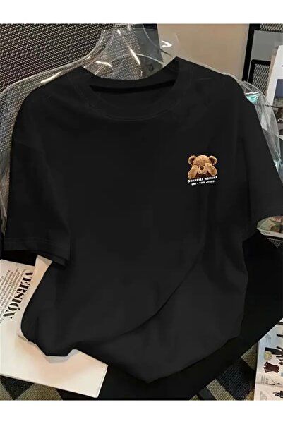 FUFLUNS Suprise Bear Printed Oversize Circular Neck T-Shirt