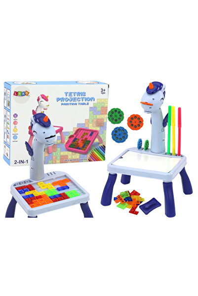 Bebelul Mini proiector cu masă și Tetris 2 în 1 albastru