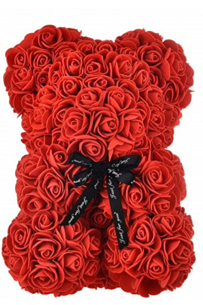 Zet Ursuleț de pluș roșu din trandafiri artificiali – 18 cm | Cadou romantic ...