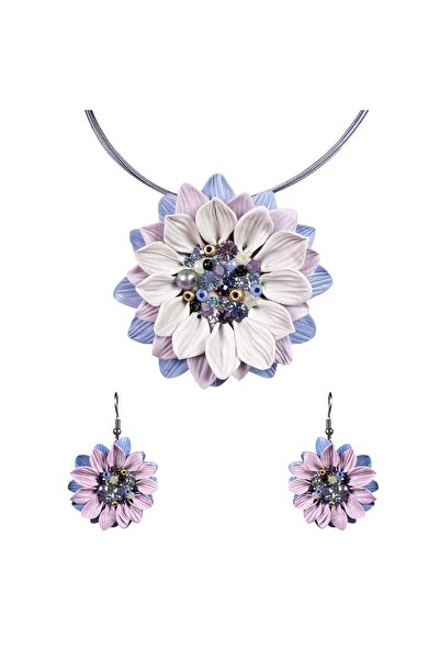 Miidefloriart Handmade set with long crystal earrings, model 73