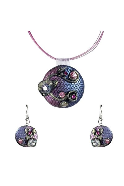 Miidefloriart Handmade set with long crystal earrings, model 68