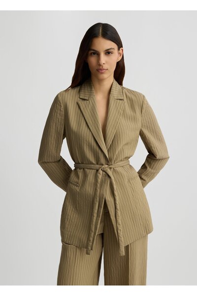 liu.jo Kemerli Çizgili Blazer Ceket