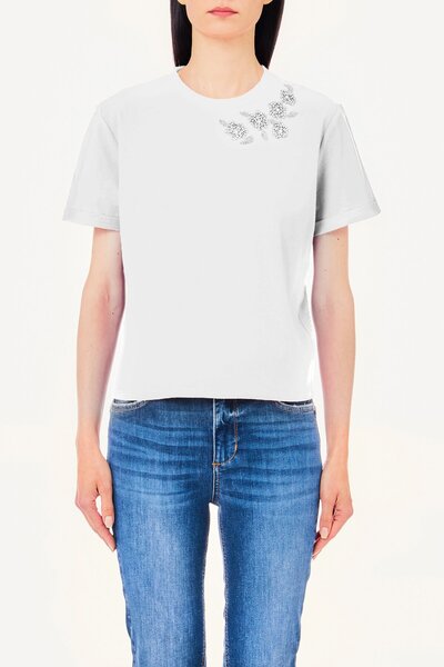 liu.jo Çiçek Desenli Beyaz T-shirt