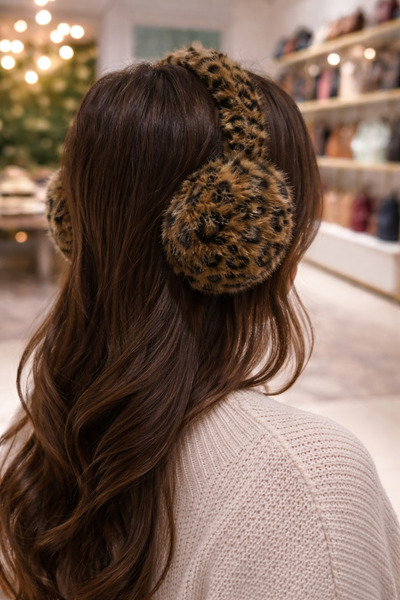 HEDCOLLECTION LEOPAR DESENLİ PELUŞ KULAKLIK