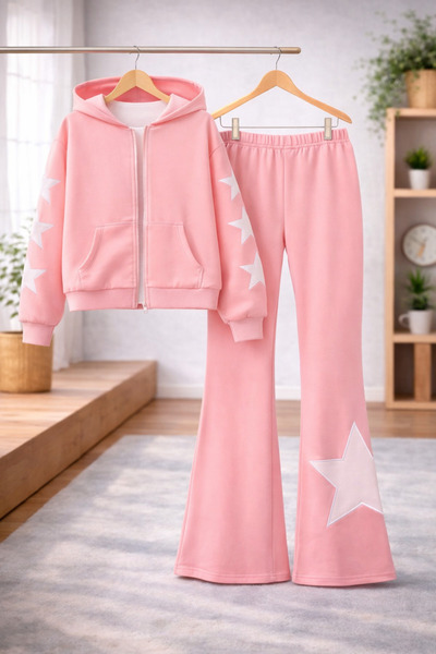Kids Yıldız Baskılı Pembe Alt-Üst Çocuk Takım