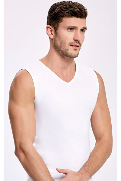 İlke Men'S, White, Exclusive, 100% Cotton, V-Neck, 6-Pack Undershirts