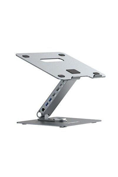 Generic حامل كمبيوتر محمول من الألومنيوم قابل للتعديل مع محطة إرساء USB-C بست...