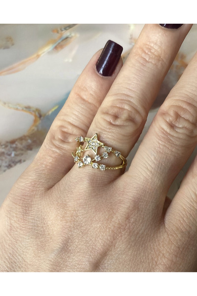 GOX Double Row Round Stone Star Ring