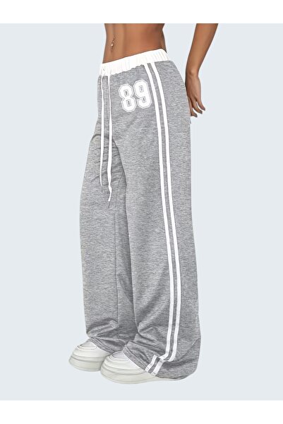 Karatopak 89 Γυναικείο φούτερ με στάμπα, λευκή ζώνη, διπλή ρίγα, ψηλόμεσο, φα...