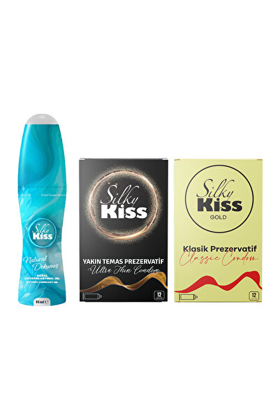 Silky Kiss 3’lü Set 4– Natural Kayganlaştırıcı Jel, Yakın Temas Prezervatif v...