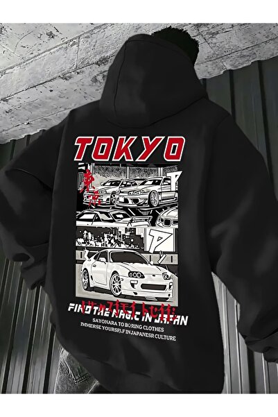 DİVİN Men's Hoodie Printed Sweat Quality 3 Yarn Fabric Modern Oversized Cut