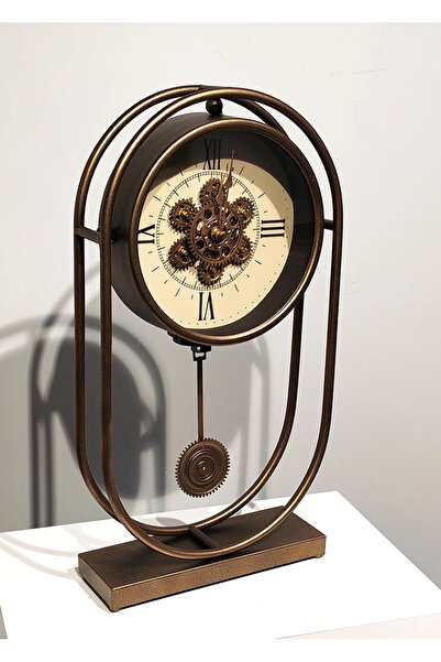Livenda Özel Tasarım Metal Çarklı Masa Saati Alk5119
