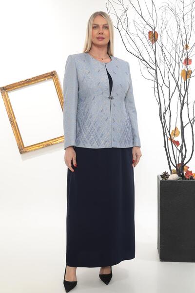 MİSS DİAMOND مجموعة معطف فستان طويل مبطن بتفاصيل رائعة لمعالجة الأحجار