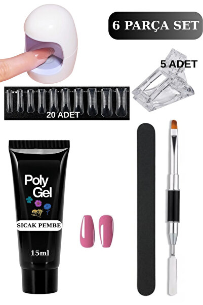 Uni zer 6 Parça Evde Tırnak Uzatma Poly Gel Seti Protez Tırnak Yapma Mini Uv ...