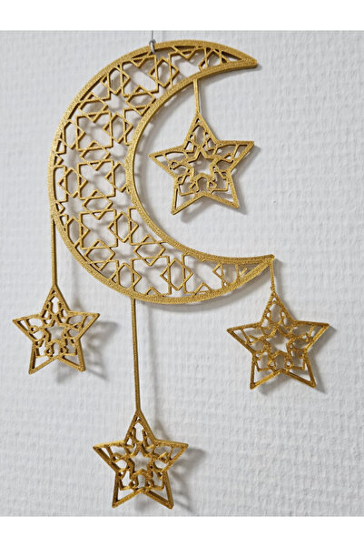 lysiaaccessory Ramadan Decor Gold Color Crescent and Star Door and Wall Acces...