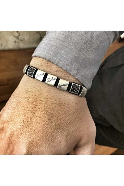 vogutima Erkek Gümüş Bileklik - Kişiye Özel İsim Tasarım Luxury • Işıklı Kutu...