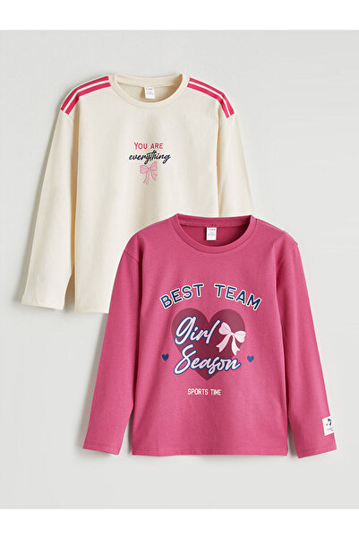 LC Waikiki LCW Παιδικό ροζ μακρυμάνικο φούτερ για κορίτσια 2 τεμαχίων S6IF53Z1