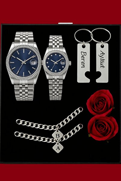 nw northwatch Kişiye Özel Siyah Çift Saat Seti – İsimli Anahtarlık ve Harfli ...