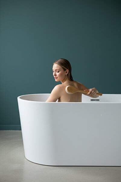 tahtavibe فرشاة جسم من شعر الحصان الطبيعي 100%، فرشاة استحمام، ناعمة الملمس -...