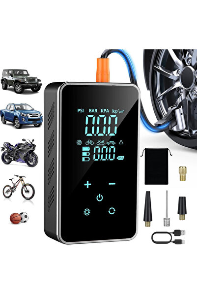 Dasbo Compresor auto electric, pompă de aer multifuncțională de 12V, 6 în 1 c...