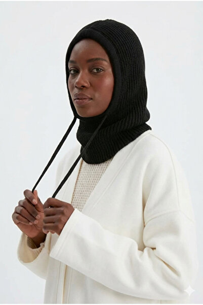 Lunleni Black Corded Fabric Knitwear Beret