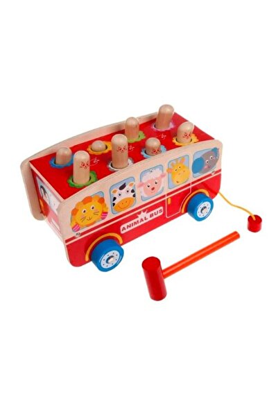 OEM Wooden toy Bus with animals 24x15x14cm
