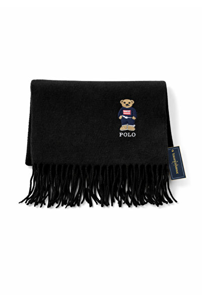 ndjewelry Iconic Teddy Bear Embroidered Black Soft Shawl