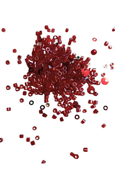 Boncuks 200 جرام من حبات الرمل الزجاجية مع ملحقات باللون الأحمر V5