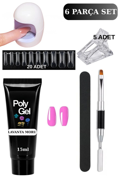Uni zer 6 Parça Evde Tırnak Uzatma Poly Gel Seti Protez Tırnak Yapma Mini Uv ...