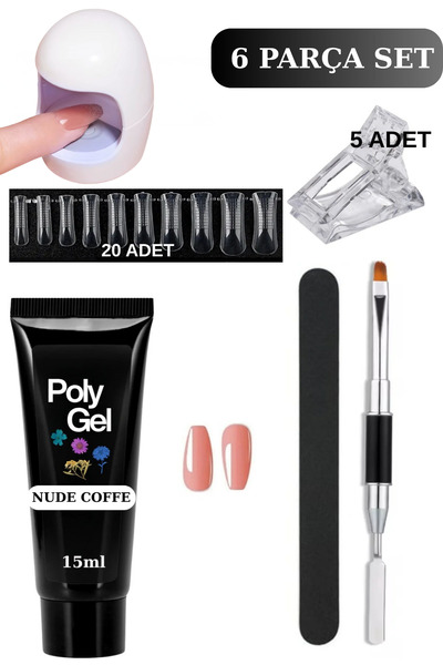 Uni zer 6 Parça Evde Tırnak Uzatma Poly Gel Seti Protez Tırnak Yapma Mini Uv ...