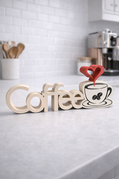 edoy Coffee Kalp Dekoratif Masa Süsü | Kahve Köşesi & Mutfak Tezgahı Dekoru |...