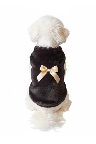 For a Fur Brown Plush Vest Dog Vest Dog Coat with Bow Detail